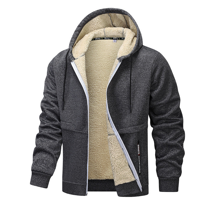 Thick Sherpa Lined Hooded Zipper Jacket - AmiraMart
