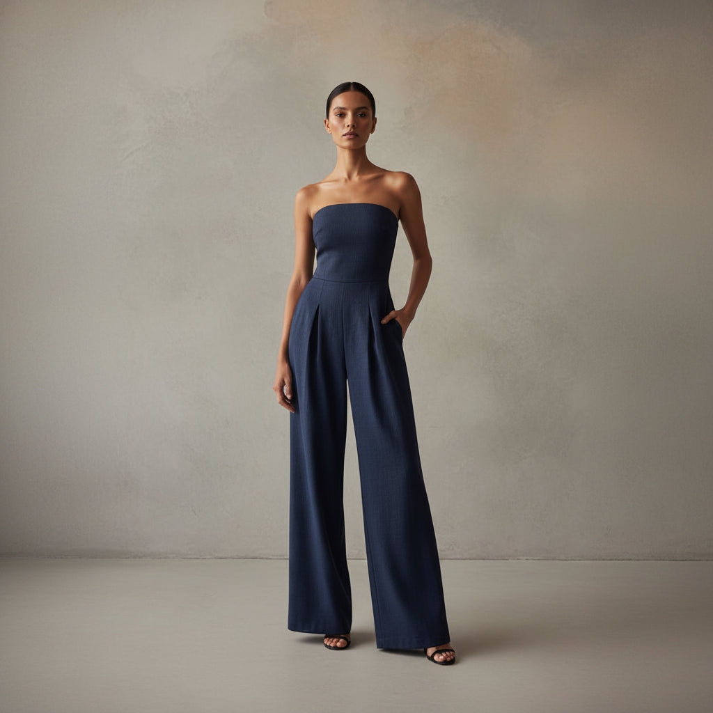 Backless Jumpsuit – Loose Tube Top & Wide Leg - AmiraMart