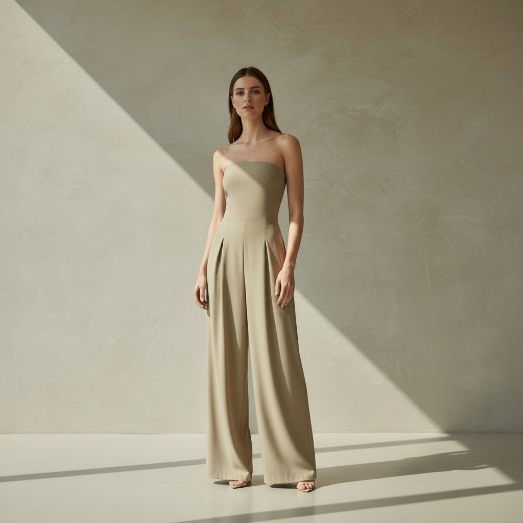 Backless Jumpsuit – Loose Tube Top & Wide Leg - AmiraMart