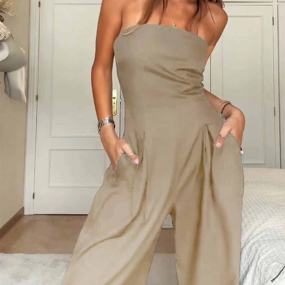 Backless Jumpsuit – Loose Tube Top & Wide Leg - AmiraMart