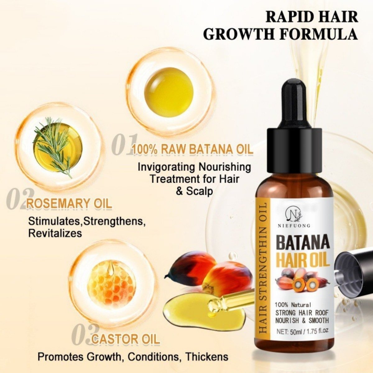 Batana Oil 50ml – Intense Hair Repair & Growth Treatment - AmiraMart