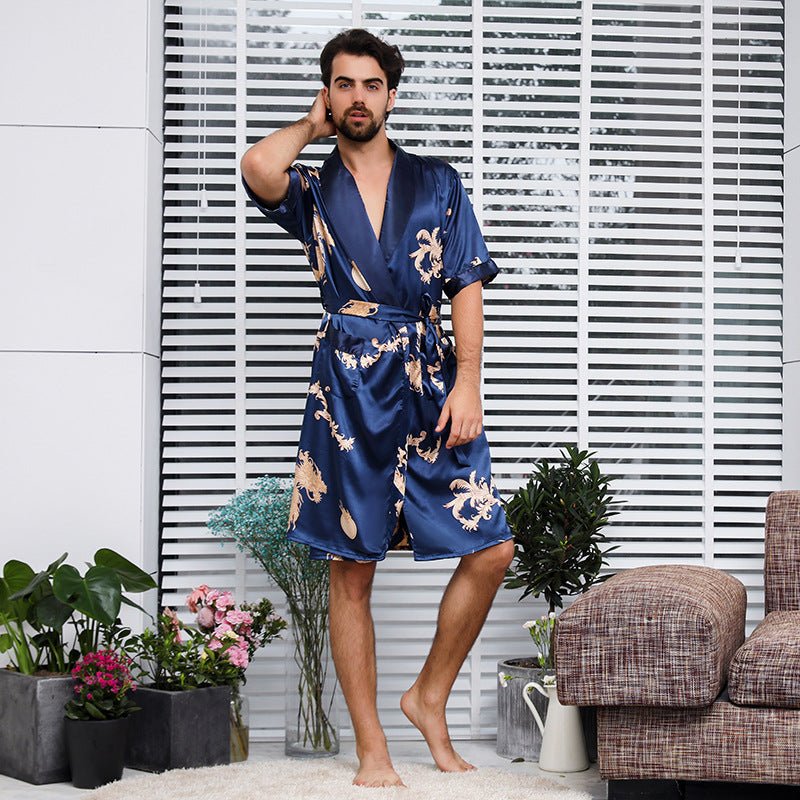 Bathrobe Silk Nightgown And Short Pajama - AmiraMart