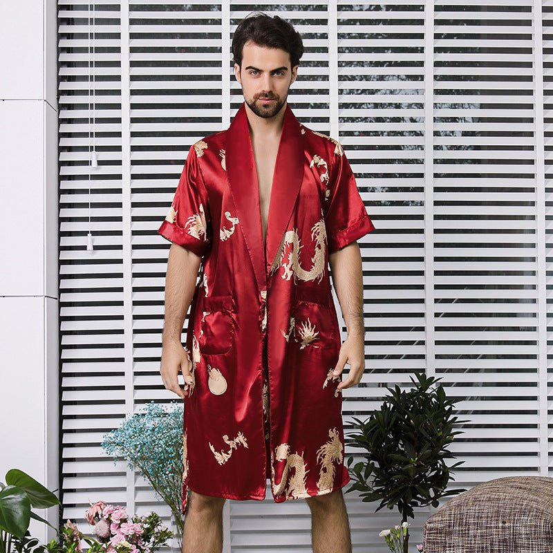 Bathrobe Silk Nightgown And Short Pajama - AmiraMart
