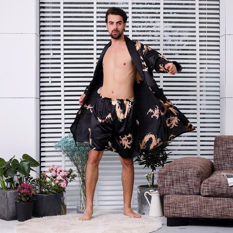 Bathrobe Silk Nightgown And Short Pajama - AmiraMart