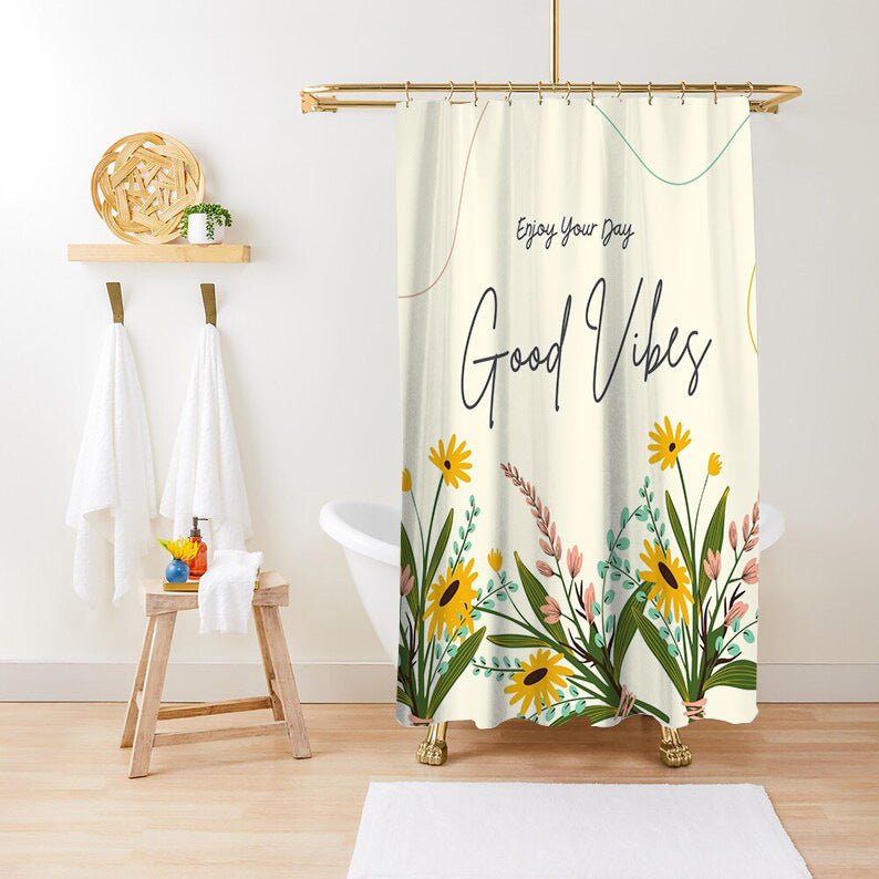 Green Plant Print Waterproof Anti - mildew Shower Curtain - AmiraMart