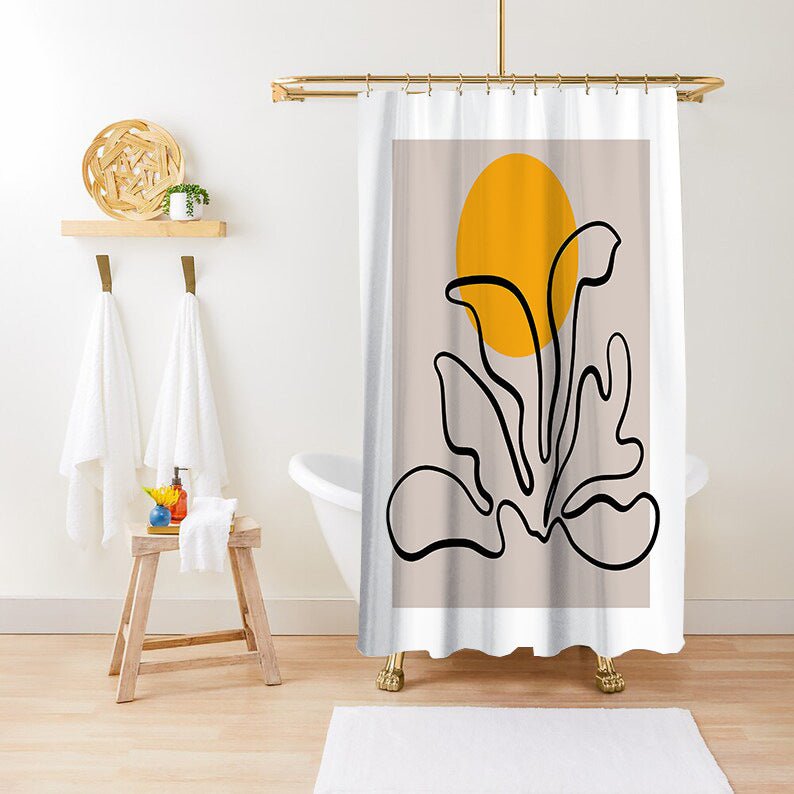 Green Plant Print Waterproof Anti - mildew Shower Curtain - AmiraMart