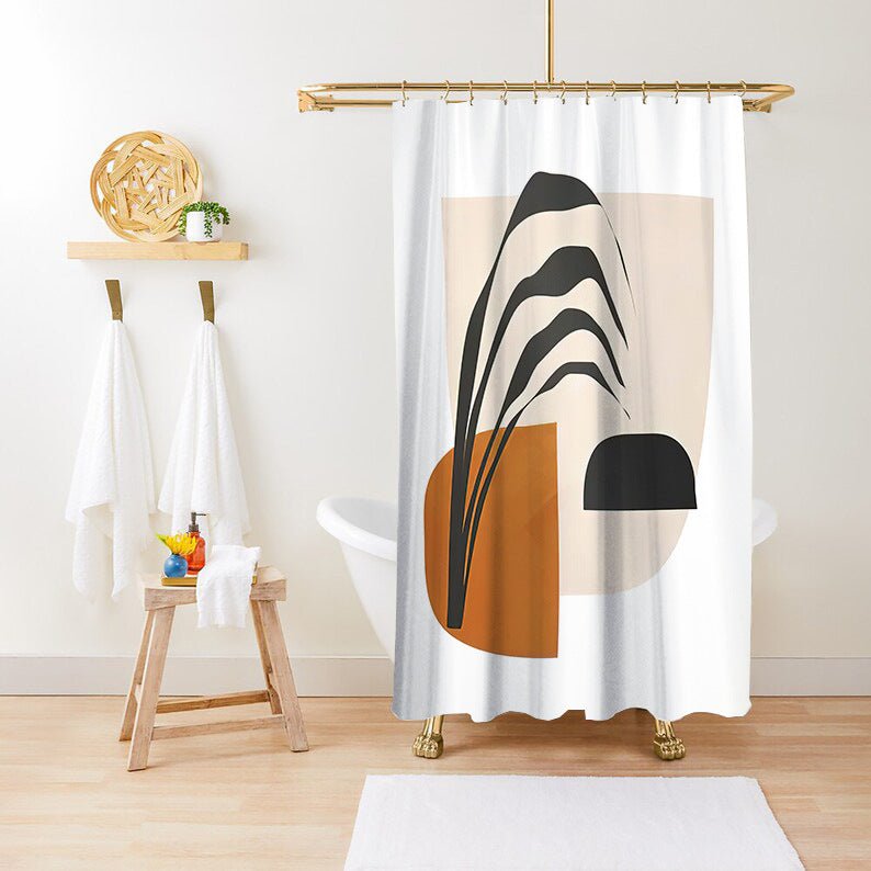Green Plant Print Waterproof Anti - mildew Shower Curtain - AmiraMart