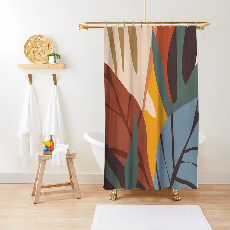 Green Plant Print Waterproof Anti - mildew Shower Curtain - AmiraMart