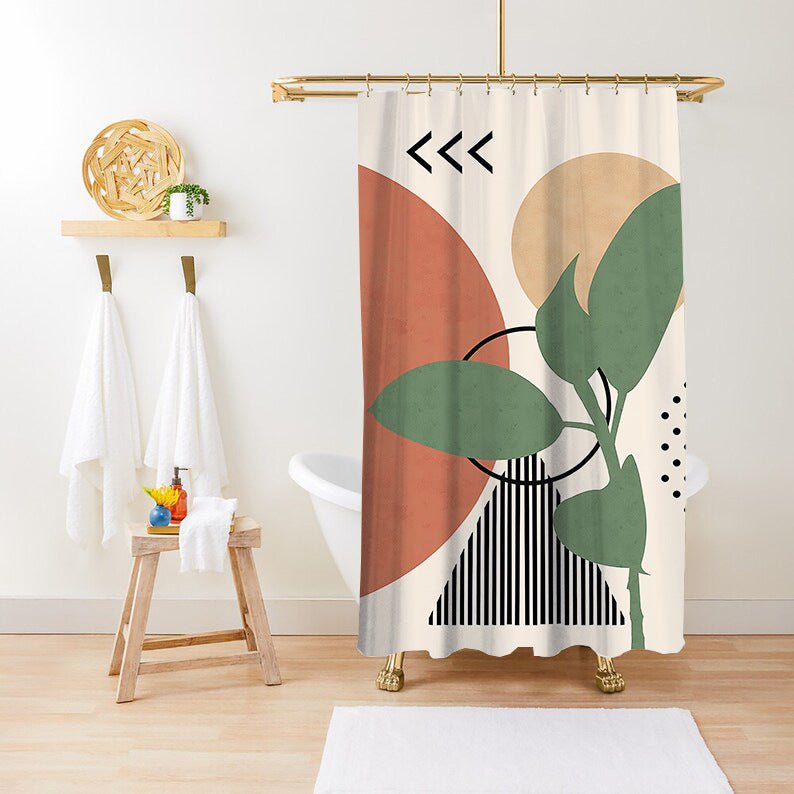 Green Plant Print Waterproof Anti - mildew Shower Curtain - AmiraMart