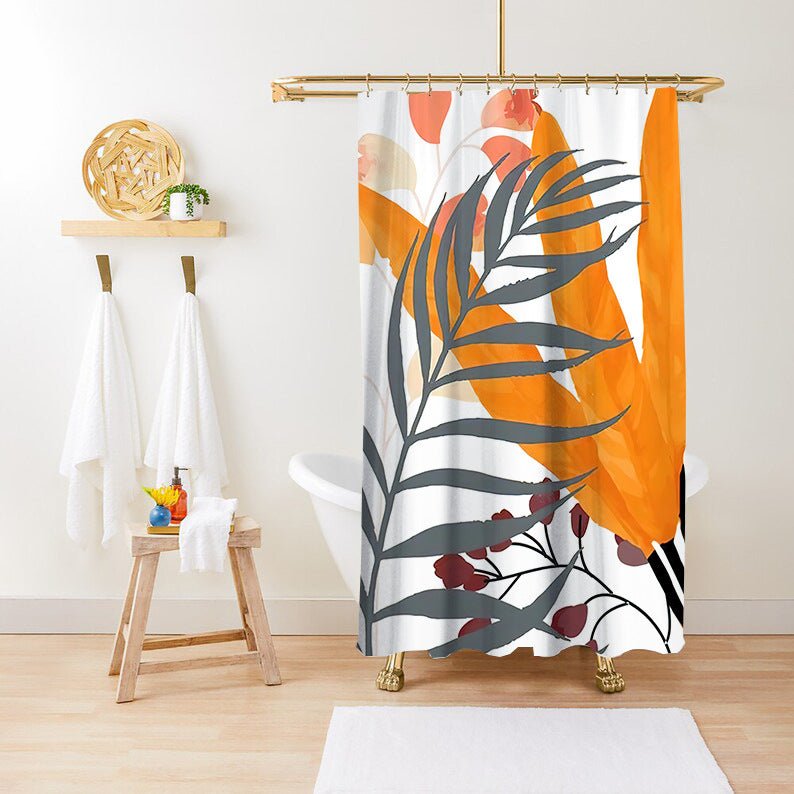 Green Plant Print Waterproof Anti - mildew Shower Curtain - AmiraMart