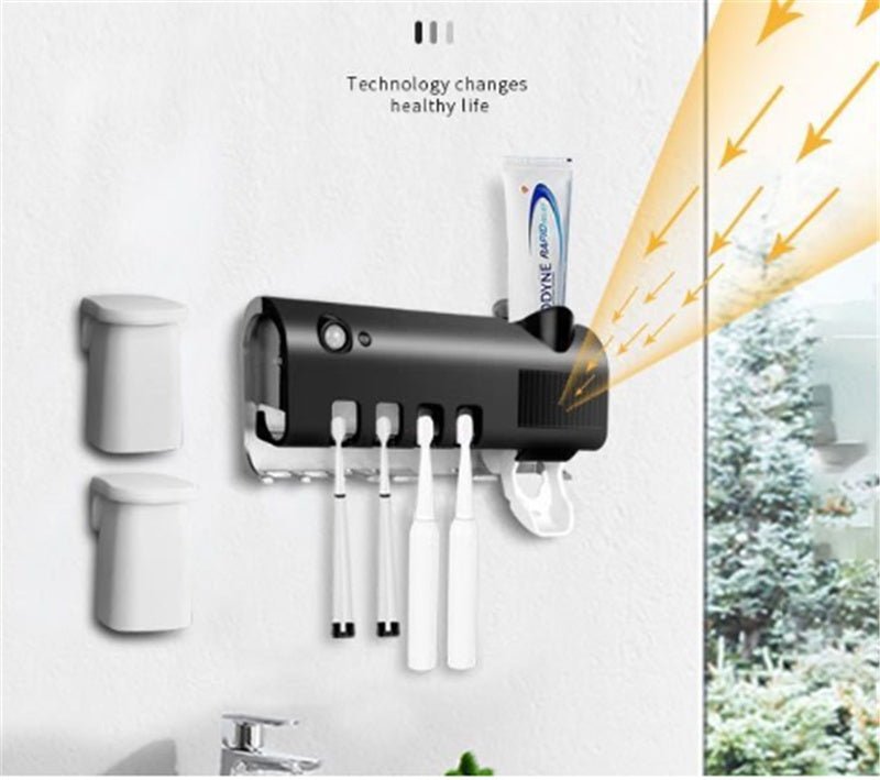 Toothbrush Holder With Toothpaste Dispenser - AmiraMart