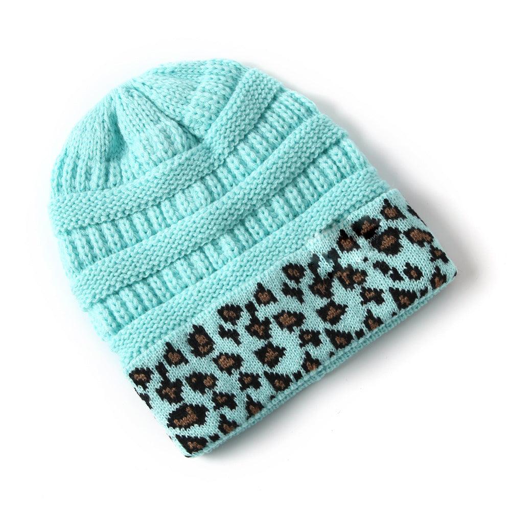 Beanie Women's Warm Leopard Print Knitted Hat Winter - AmiraMart
