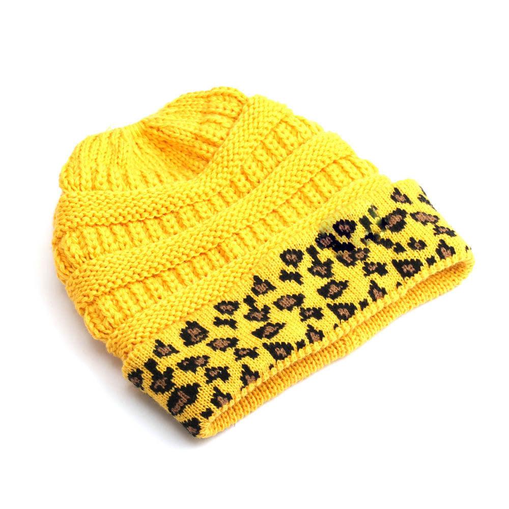 Beanie Women's Warm Leopard Print Knitted Hat Winter - AmiraMart