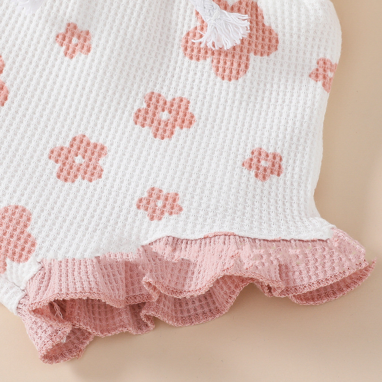 Baby Girl Waffle Print Overall Dress Set - AmiraMart