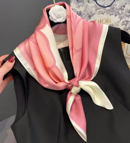Black And White Floral Scarf - AmiraMart