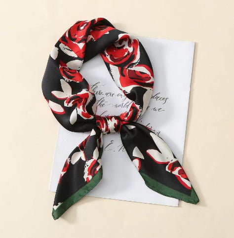 Black And White Floral Scarf - AmiraMart