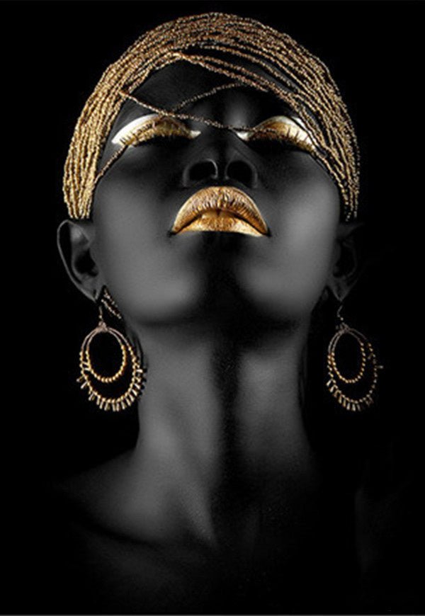 Black Gold Women's High - definition Print Canvas Oil Painting - AmiraMart