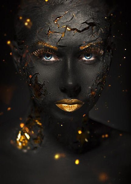 Black Gold Women's High - definition Print Canvas Oil Painting - AmiraMart