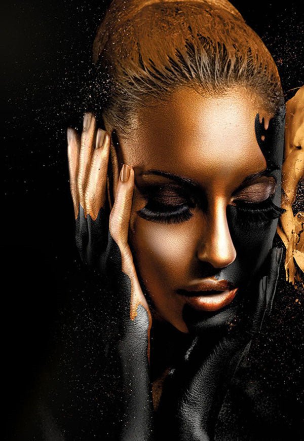 Black Gold Women's High - definition Print Canvas Oil Painting - AmiraMart