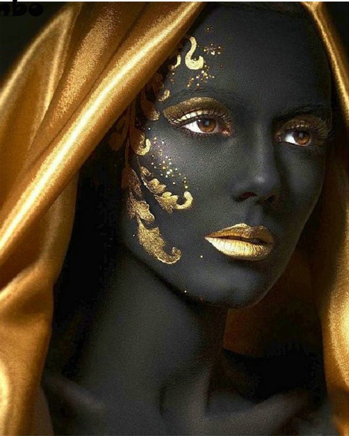 Black Gold Women's High - definition Print Canvas Oil Painting - AmiraMart