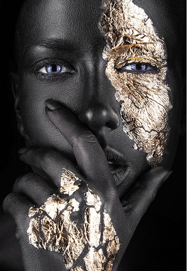 Black Gold Women's High - definition Print Canvas Oil Painting - AmiraMart