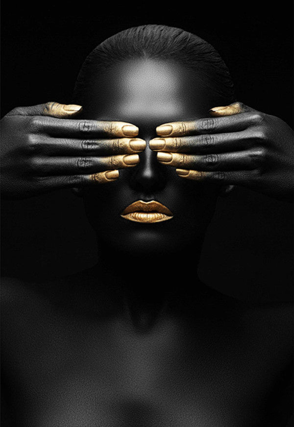 Black Gold Women's High - definition Print Canvas Oil Painting - AmiraMart