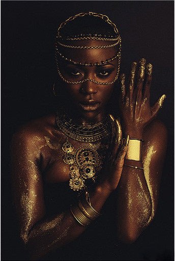 Black Gold Women's High - definition Print Canvas Oil Painting - AmiraMart