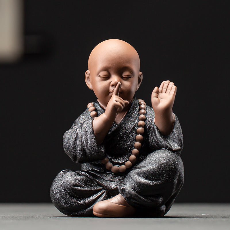 Black Pottery Monk Ornaments - AmiraMart
