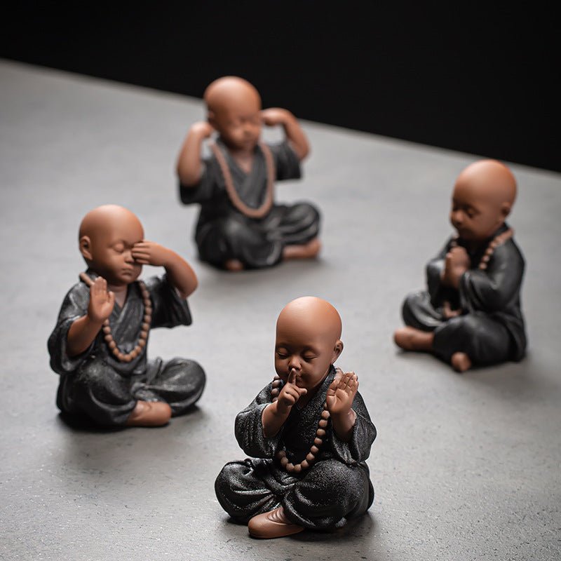 Black Pottery Monk Ornaments - AmiraMart