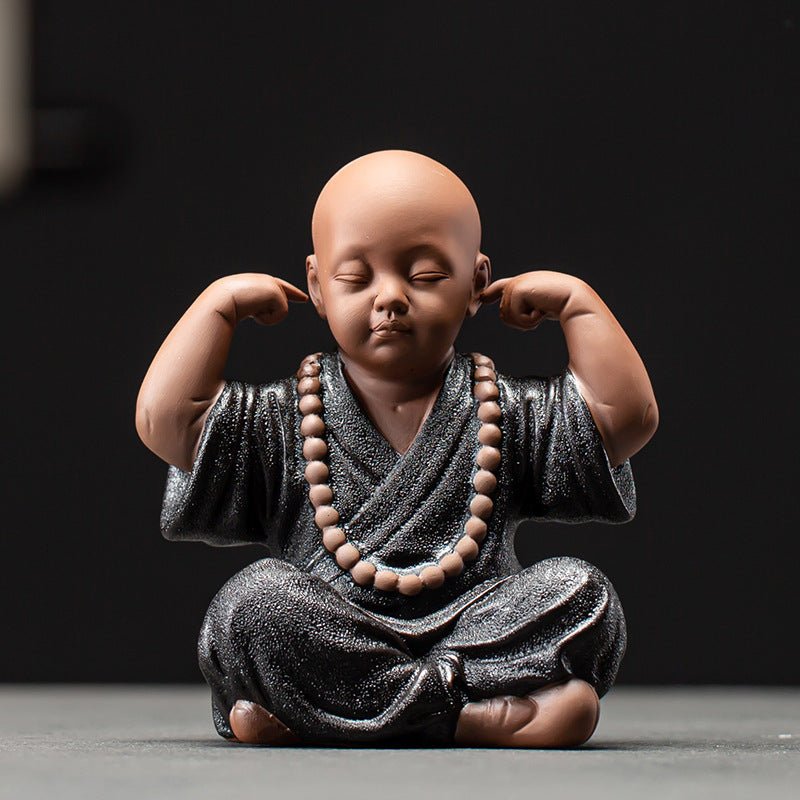 Black Pottery Monk Ornaments - AmiraMart