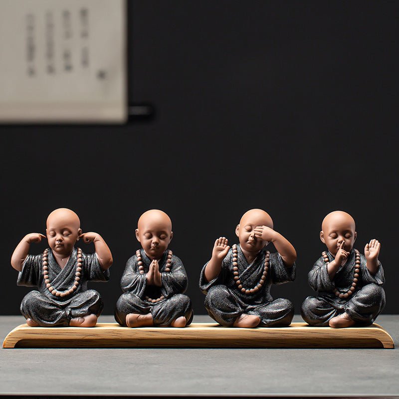 Black Pottery Monk Ornaments - AmiraMart