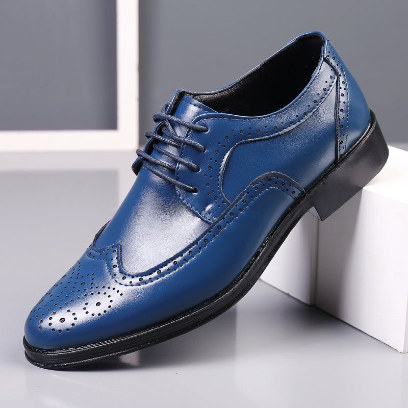 Block Carved Casual Leather Shoes For Men - AmiraMart
