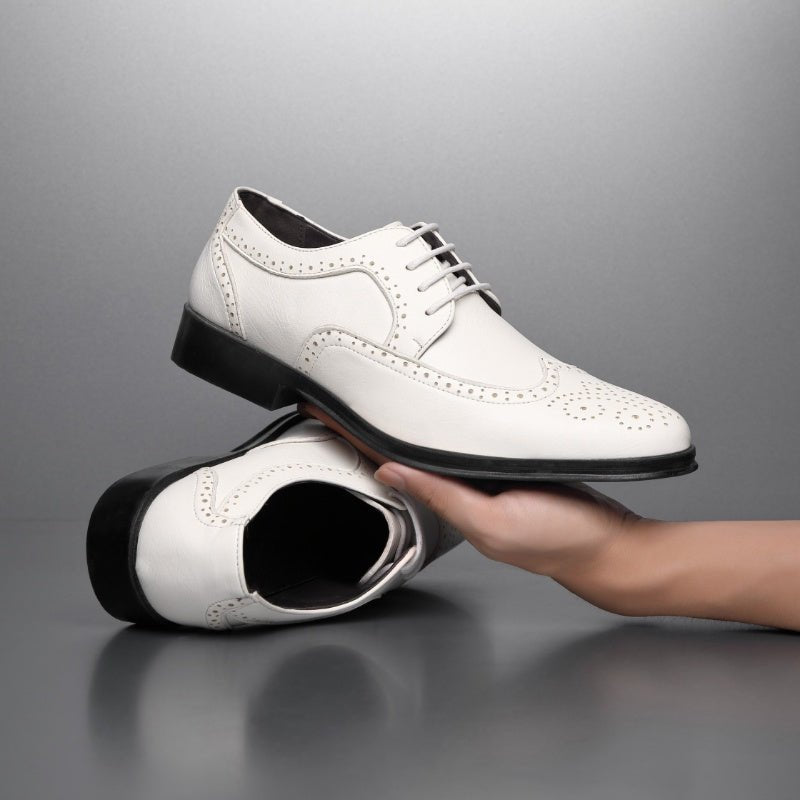 Block Carved Casual Leather Shoes For Men - AmiraMart