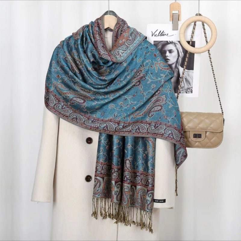 Bohemian Vintage Tassel Cashew Embroidery Ethnic Style Talma - AmiraMart