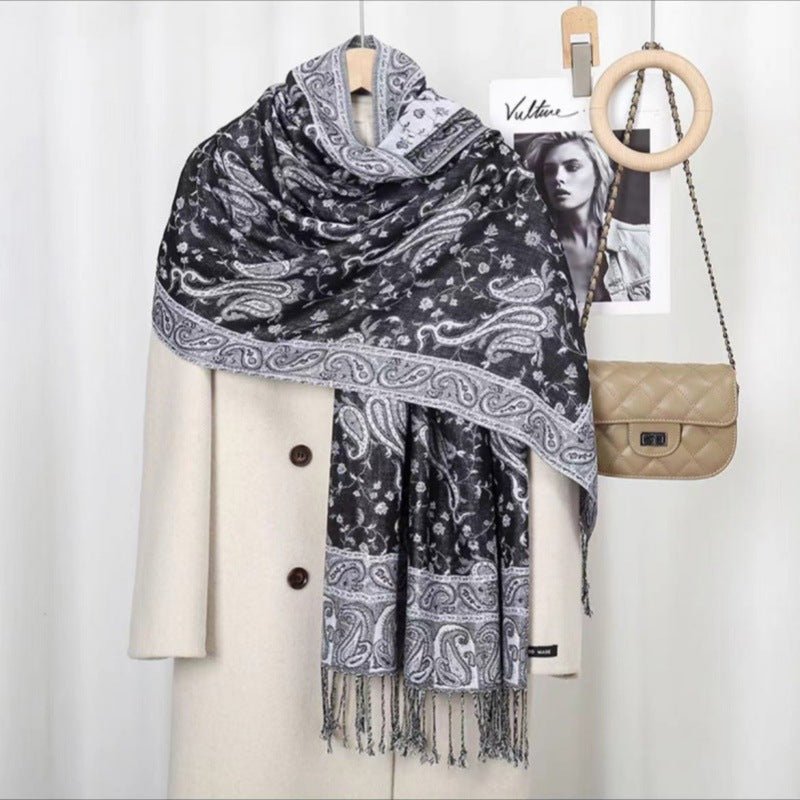 Bohemian Vintage Tassel Cashew Embroidery Ethnic Style Talma - AmiraMart