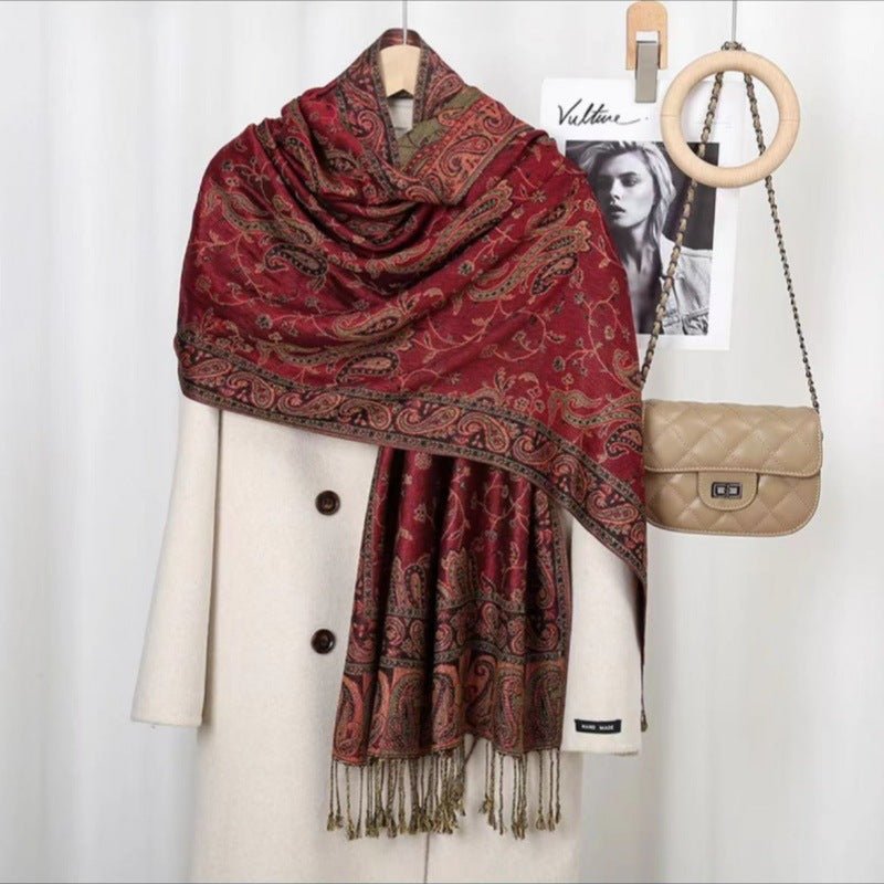 Bohemian Vintage Tassel Cashew Embroidery Ethnic Style Talma - AmiraMart