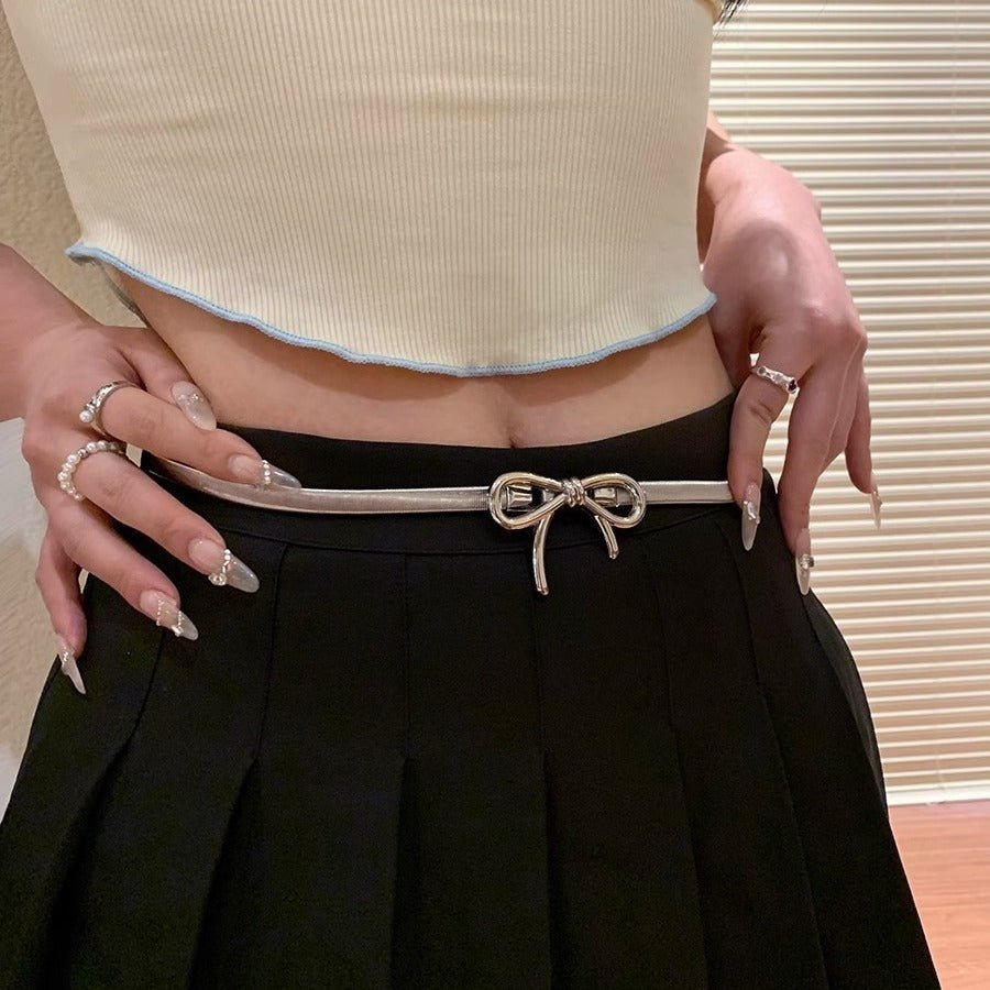 Bow Metal Elastic Waist Chain High - grade Belt - AmiraMart