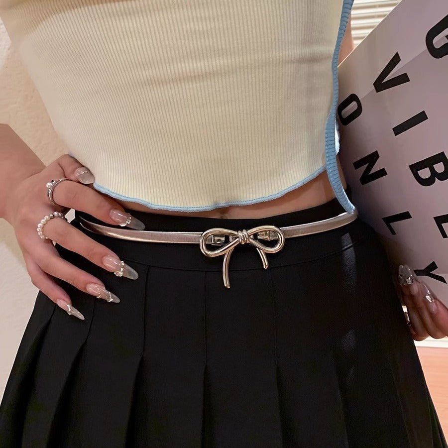 Bow Metal Elastic Waist Chain High - grade Belt - AmiraMart