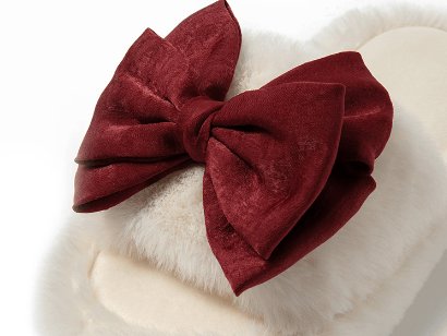 Bow Opening Cotton Slippers Home Plush - AmiraMart