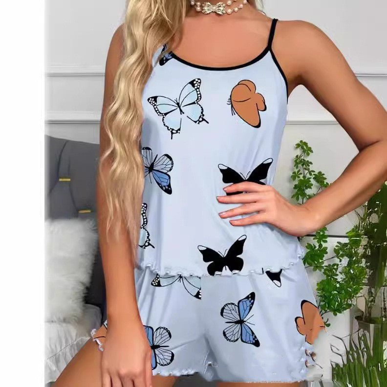 Butterfly Print Pajama Suit - AmiraMart