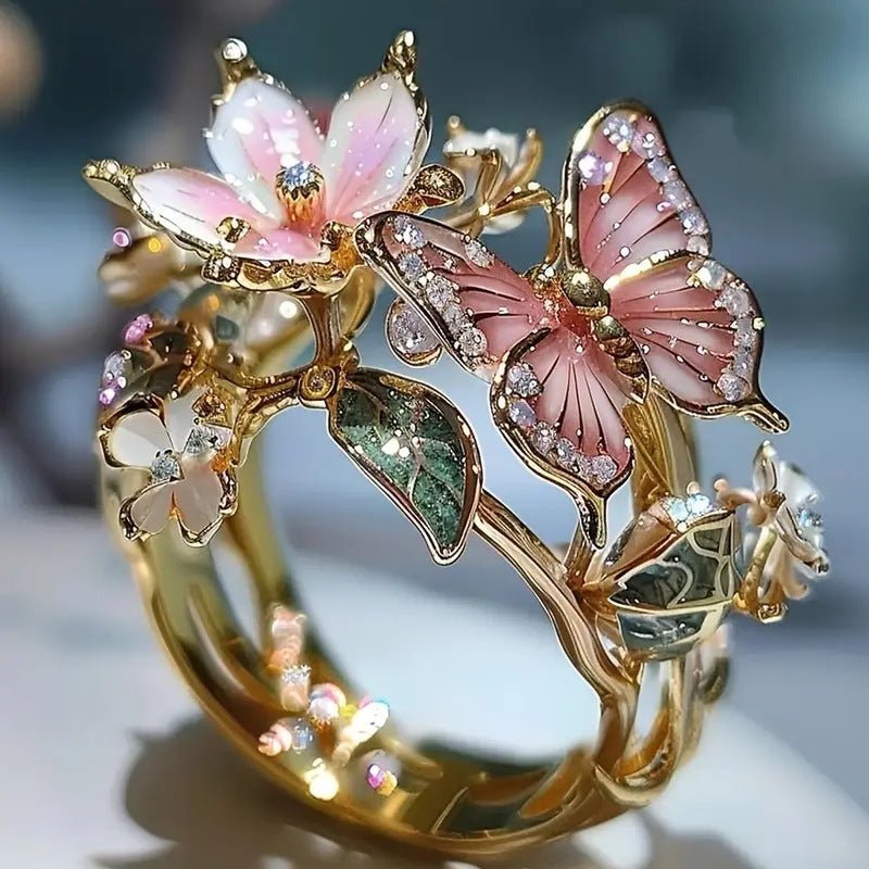 Butterfly Rhinestone Ring - AmiraMart