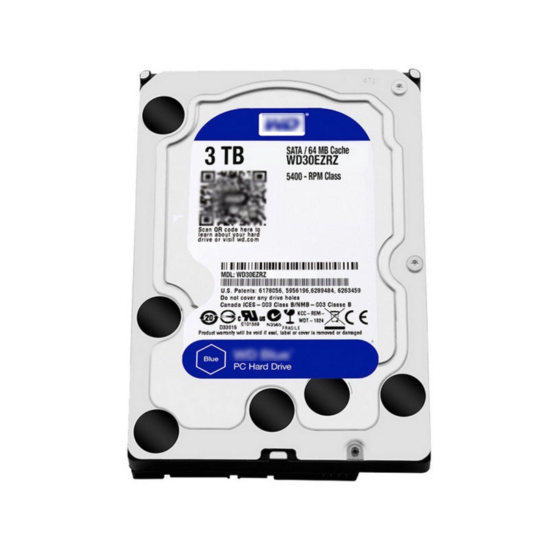 3TB hard drive with label on a white background