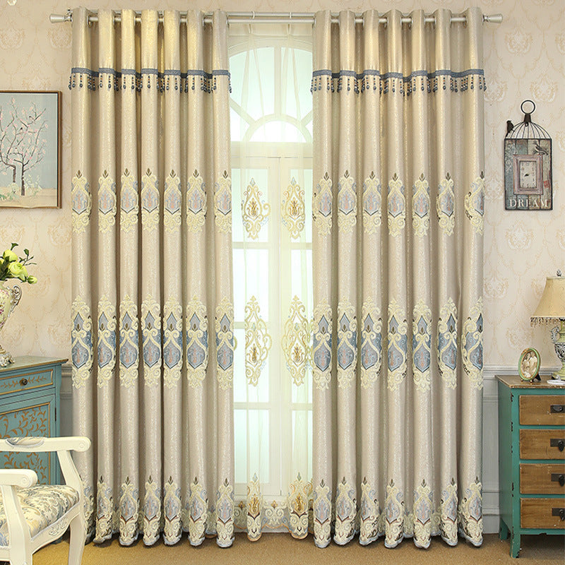 Crown European Embroidery Cloth Mesh Curtains - AmiraMart