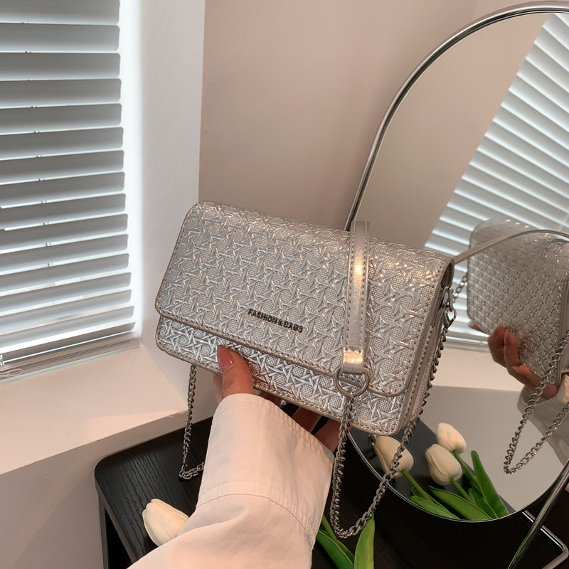 Chain Embossed Square Crossbody Bag - AmiraMart