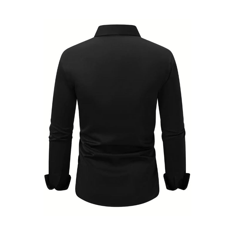 Black dress shirt on a white background