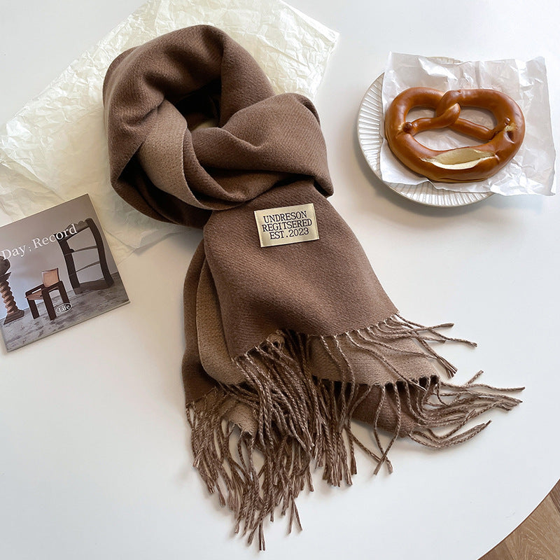 Double - sided Artificial Cashmere Scarf - AmiraMart