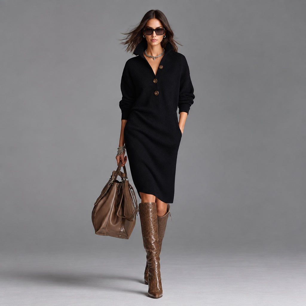 Cozy Knit Sweater Dress for Women - AmiraMart