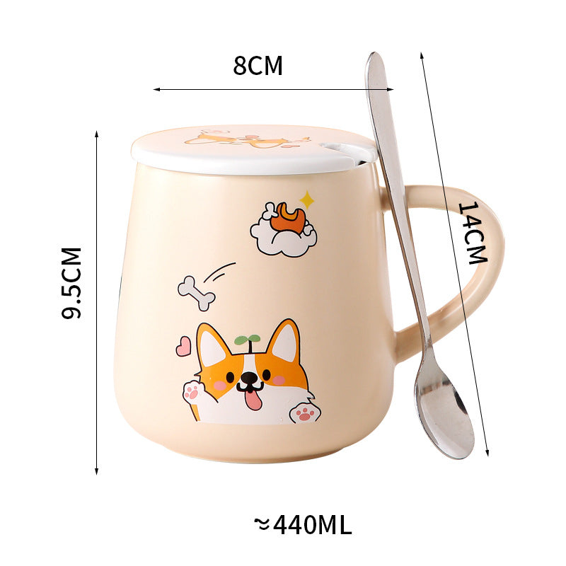 Cartoon Cute Corgi Ceramic Mug Large Capacity - AmiraMart