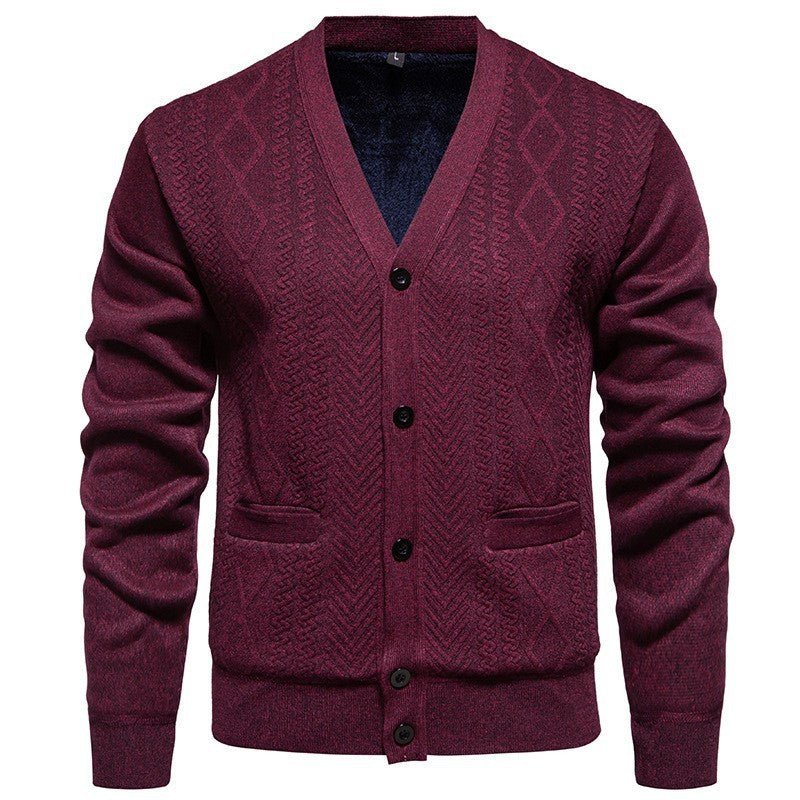 Cardigan Men's Long - sleeved Striped Sweater Fall Winter Coat Versatile Top - AmiraMart