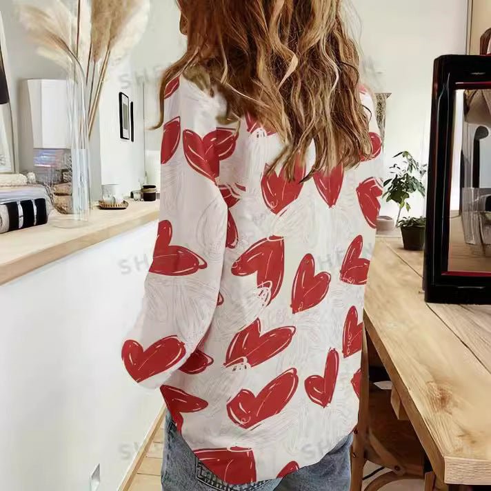Cardigan Stand Collar Printed Shirt - AmiraMart